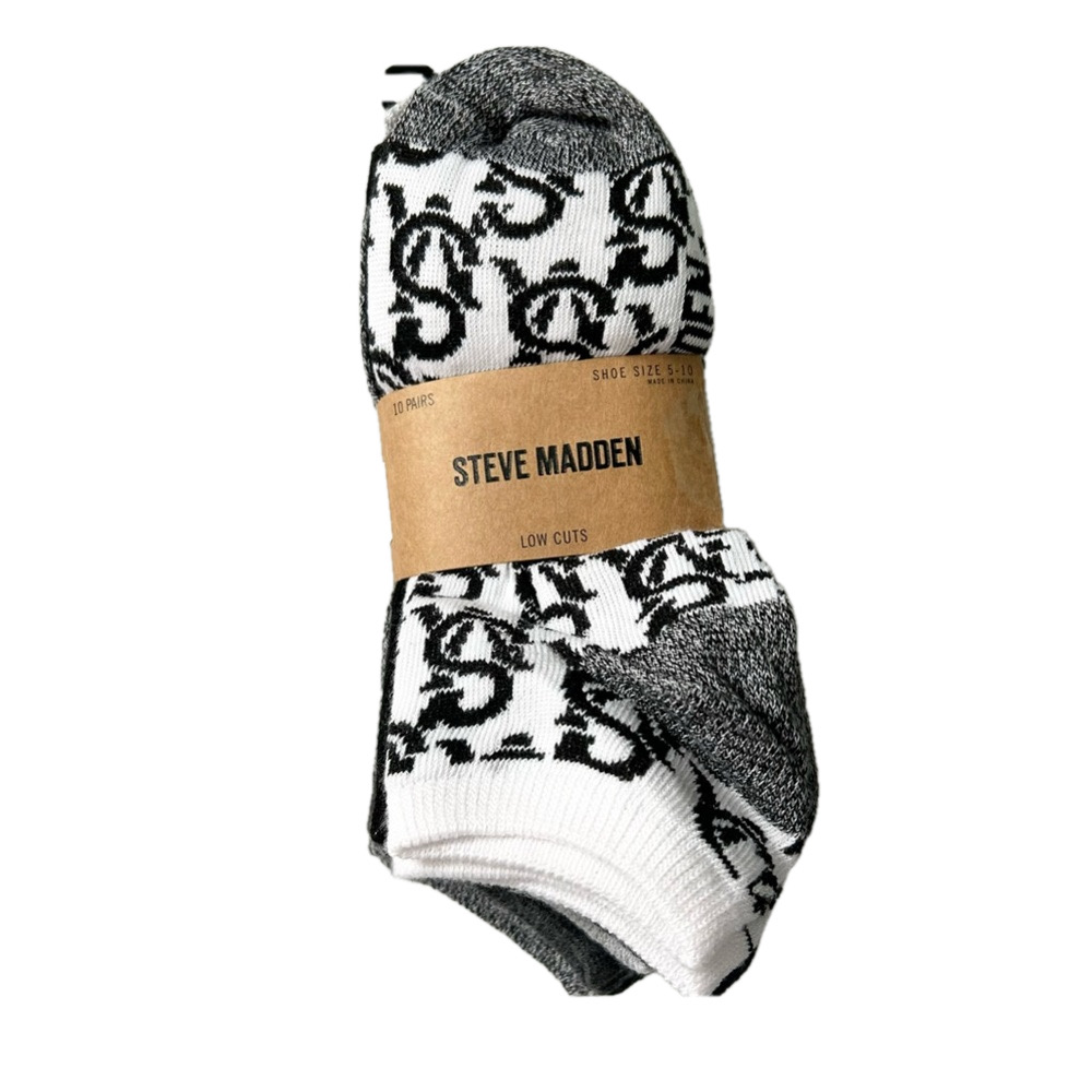 Steve Madden Woman’s Low Cut Socks 10 Pairs Black Grey White Shoe Size 5 - 10